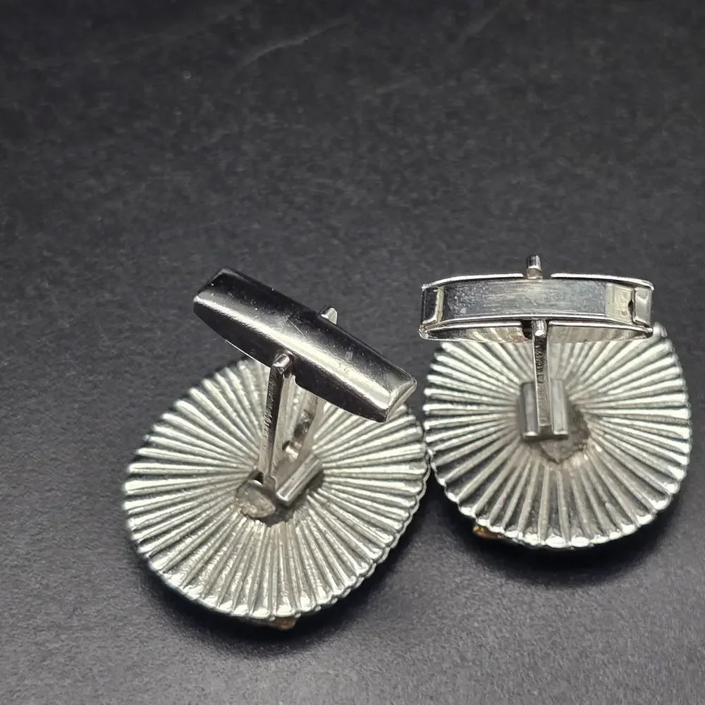 Vintage Rhinestone Camel Cuff Links Gold Tone Silver Tone